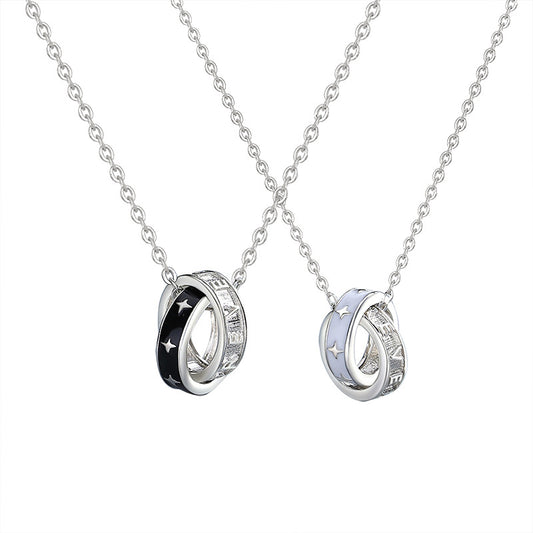 Star Ring Couple Necklace Women's 925 Silver Fashion Dropper