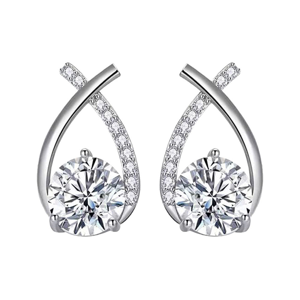 Silver 925 Stud Earrings Women's High-grade Temperament