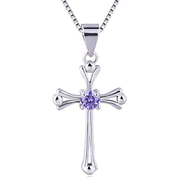 Cross Silver Pendant Necklace Clavicle Chain