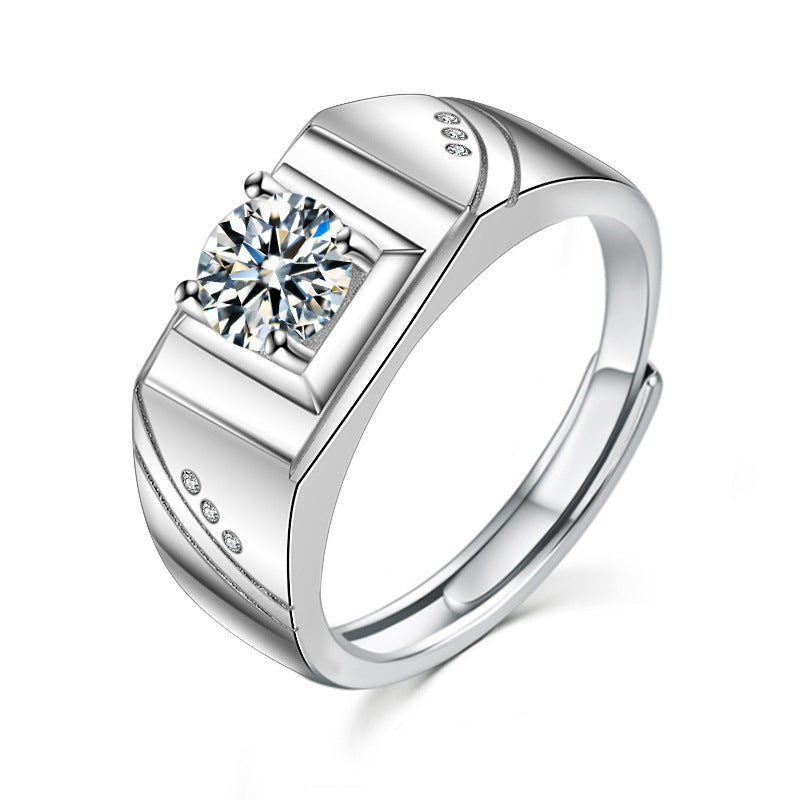 Sterling Silver Men's Ring with 1Ct Moissanite