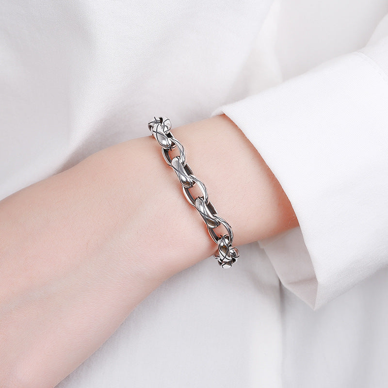 Trendy And Fashionable Couple Silver Bracelet S925 8mm 16g - SILVER ROCK