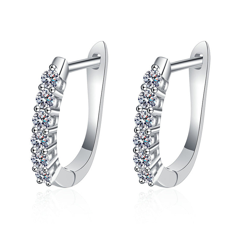 Women's Sterling Silver Moissanite Earring with Pt950 Plating